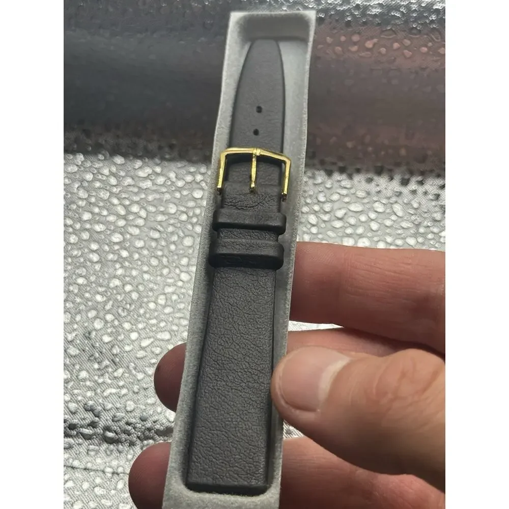 16mm Kreisler super Dark Brown Calfskin NOS Vintage Watch Band Gold-Tone Buckle